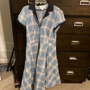 Unique vintage blue plaid dress. Size large 10/12